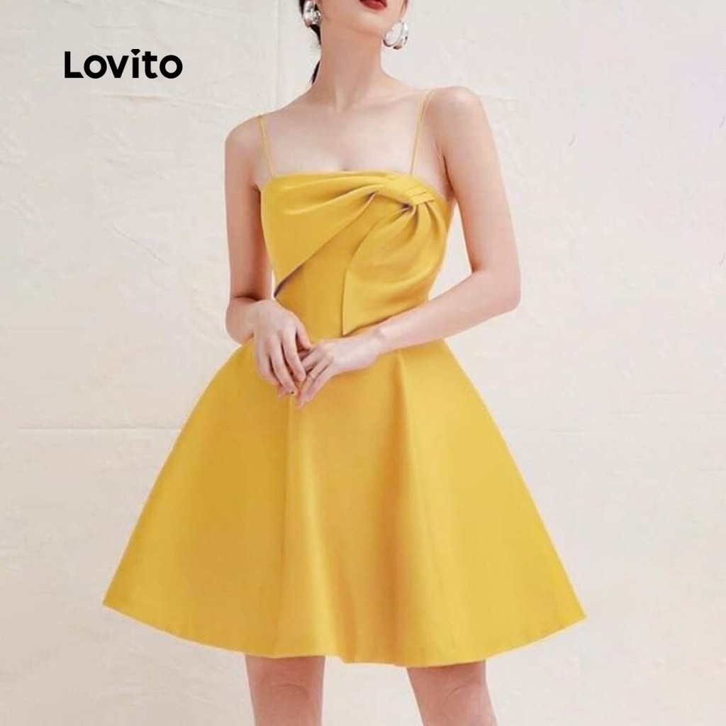 Detalhes do (New) Lovito Vestido Elegante de Estrutura Line para Primavera/verão para mulheres L142LD492