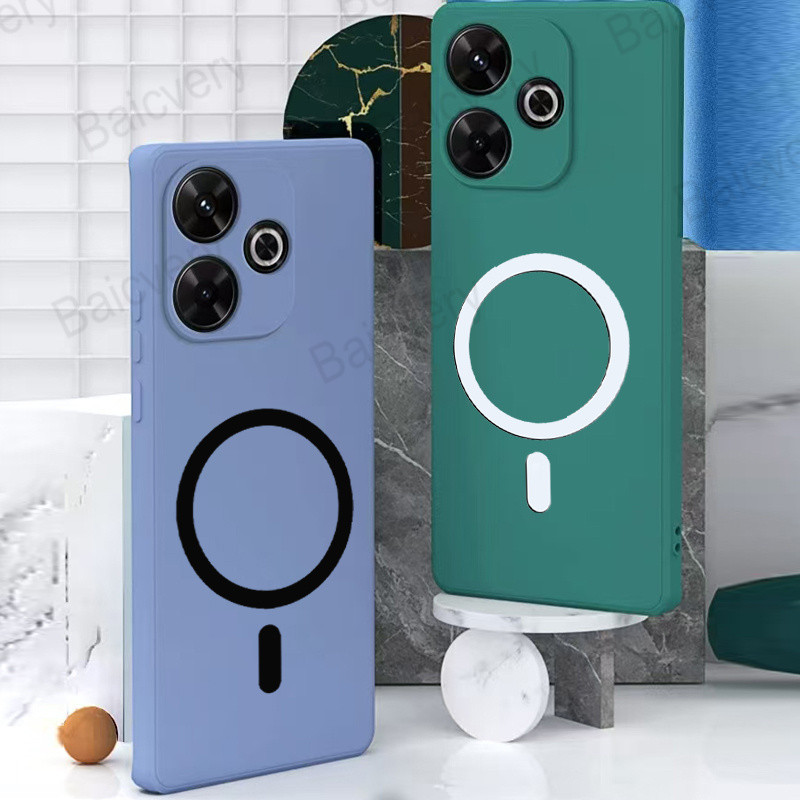 Para Redmi 13 4G 13X Nota 13R 5G Xiaomi POCO M6 4G Plus 5G Silicone Macio Colorido Capa Com Adesivo Magnético em Oferta na Shopee