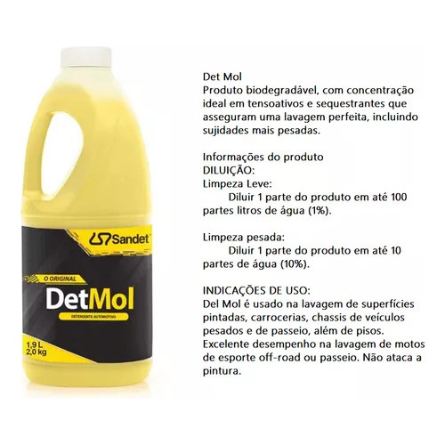 Shampoo Limpeza Pesada 1,9L Lava Moto Off Road Carro Detmol Sandet