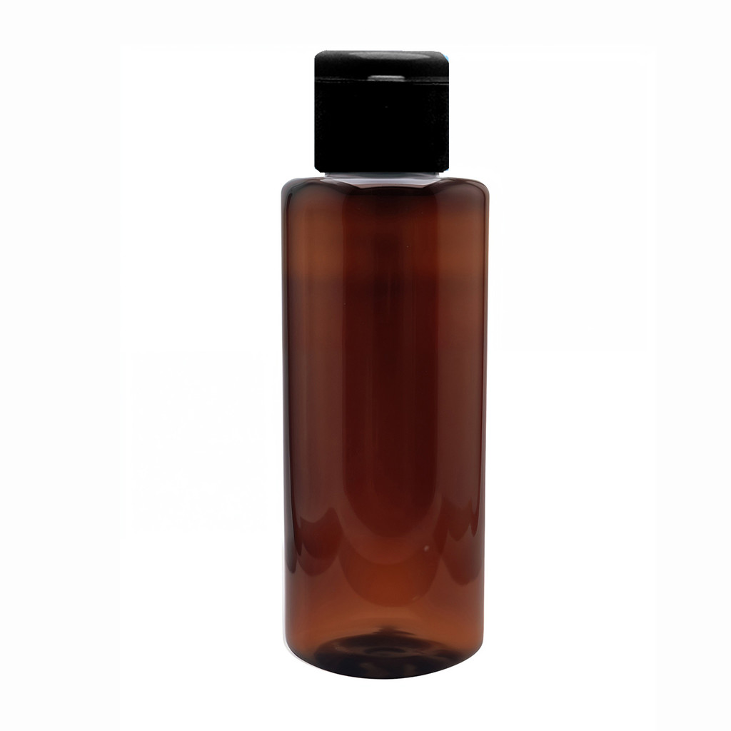 Frascos Plástico Pet Âmbar 60ml modelo Cilindrico Reto Tampa Flip Top