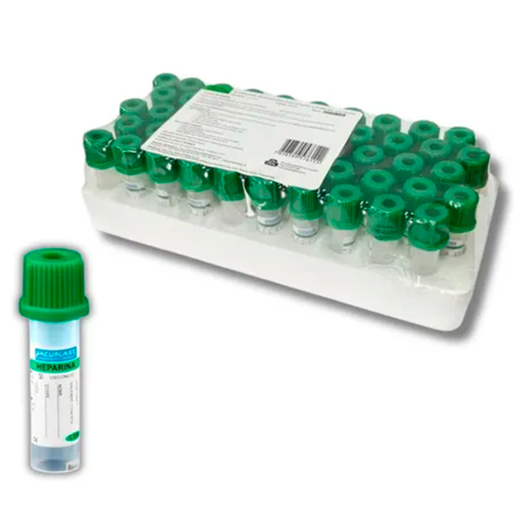 50un Microtubo Coleta Sangue Heparina de sódio cral Verde