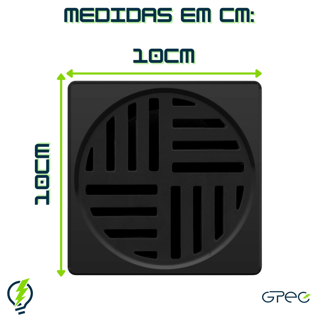 Ralo Automático Inteligente 10cm Quadrado Veda Cheiro Black