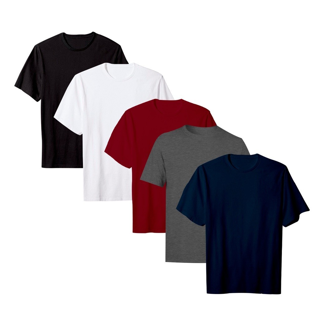 Kit com 5 Camisetas Premium Masculina Lisa 100% Algodão Camisa Academia Trabalho Basica