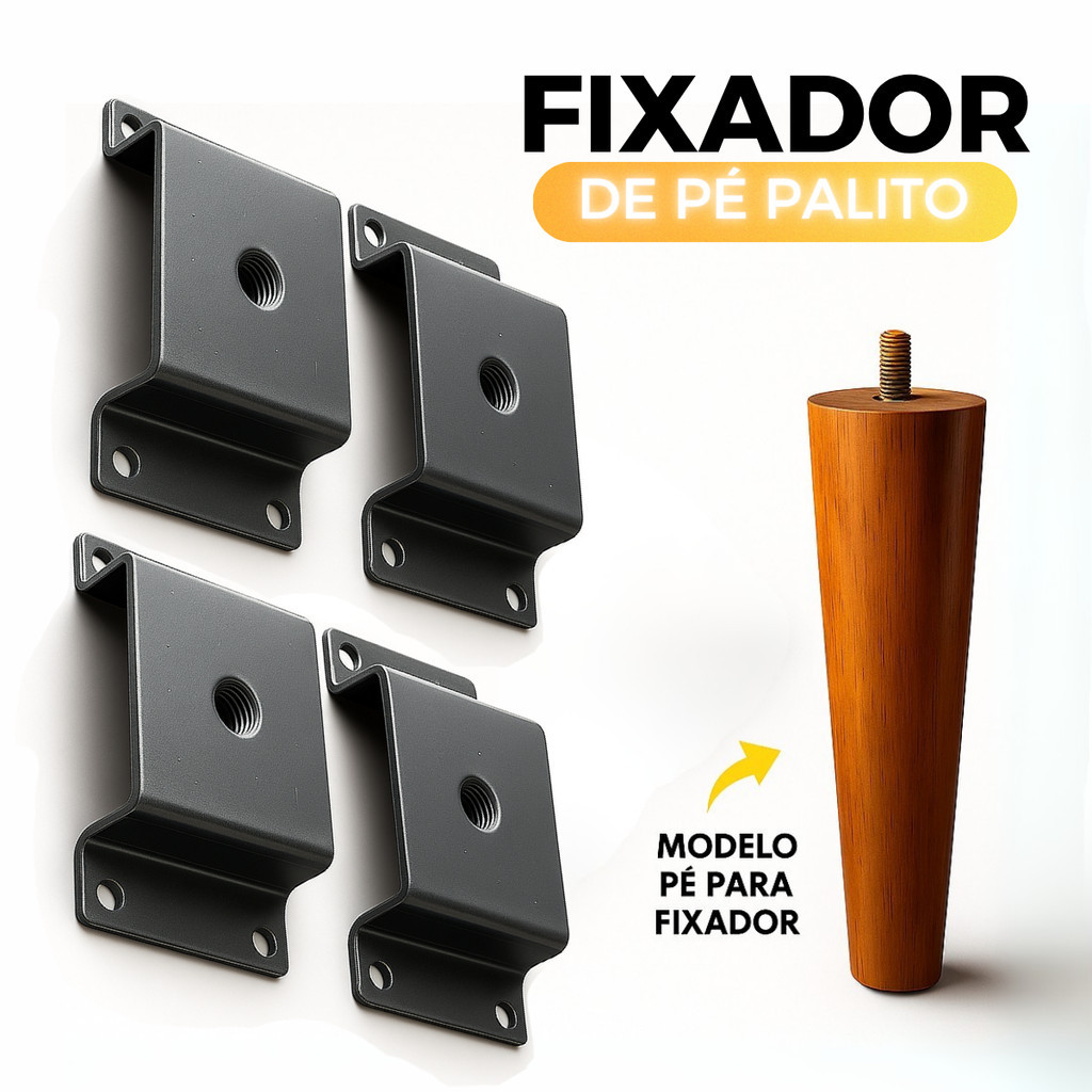 4 Suporte De Pé Chapinha Reta Kit Fixação Base Chapa Metal De Aço Pé Móveis Mesas