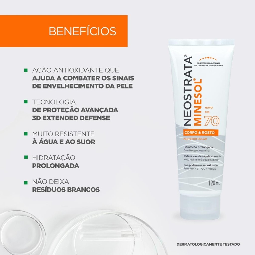 Protetor Solar Corpo e Rosto Antioxidante NEOSTRATA® MINESOL® FPS 70, 120mL · foto 2