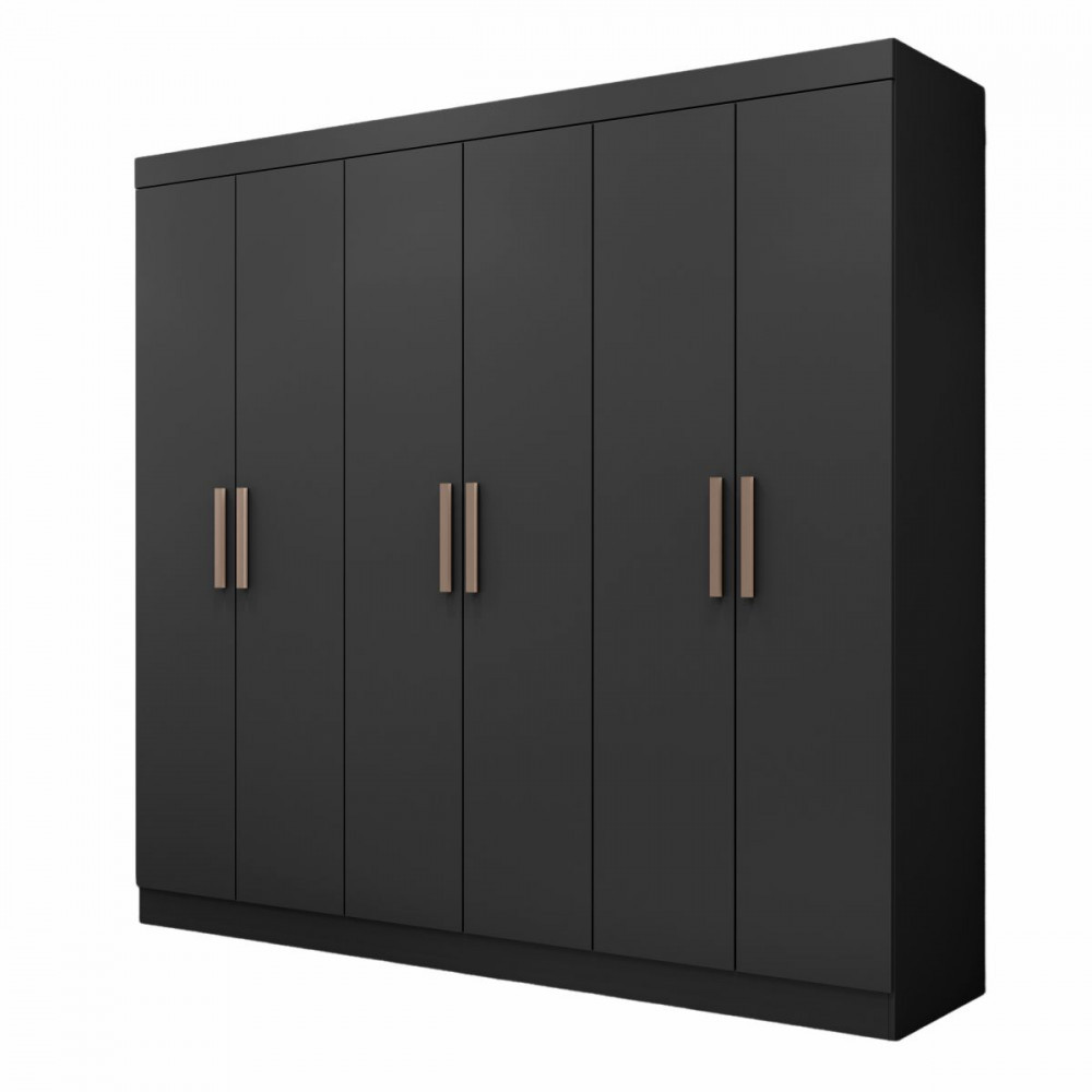 Guarda Roupa de Casal Paris 6 Portas MDP Preto Fosco Maxel em Oferta na Shopee