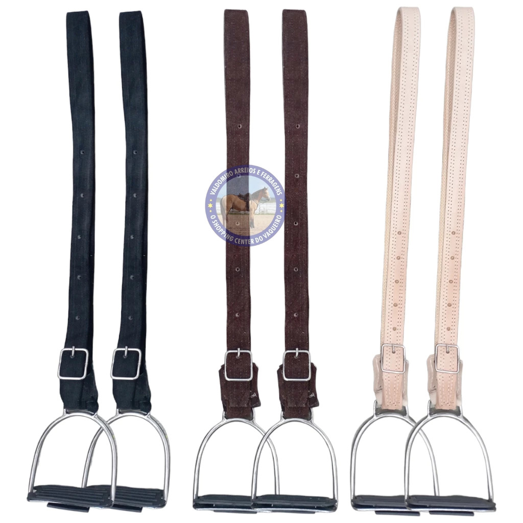 Loro Em Couro Estribo Inox de Sela de Vaquejada promoção