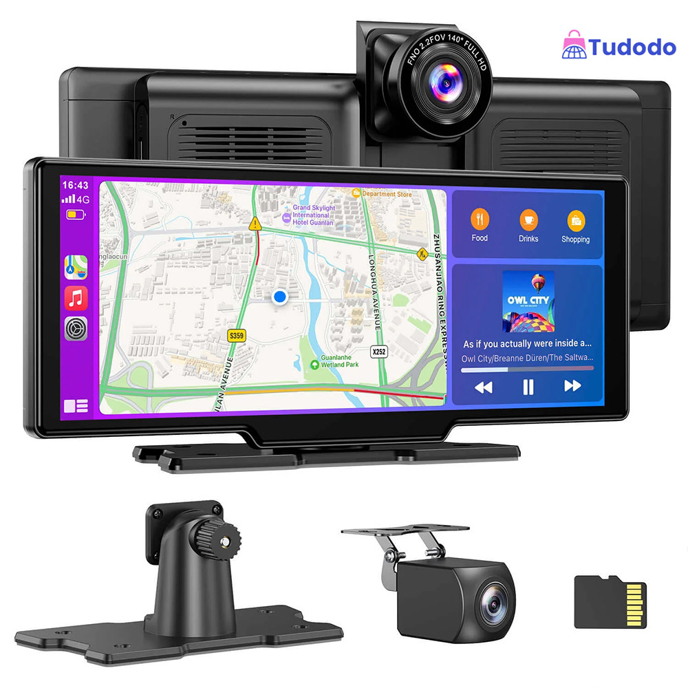 Sistema Automotivo 10.26 Polegadas: Gravador de Viagem, Multimídia, Apple Carplay & Android Auto, Câmera Dupla — R$ 478,00 em Shopee