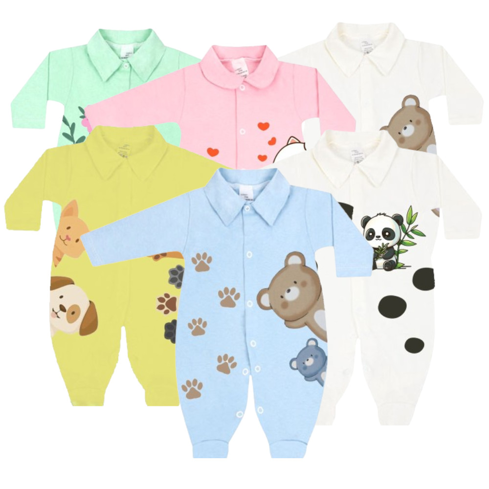 Macacão Estampado Suedine Roupa Para Bebe Inverno Quentinho em Oferta na Shopee