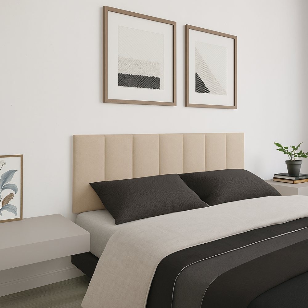 Cabeceira de Cama Adesiva Kit 7 Peças Completo Estofada em Módulos - Envio Imediato