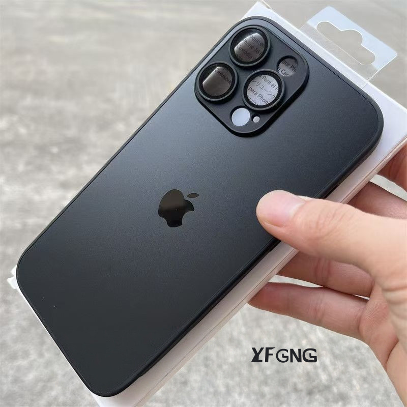 Capa Luxuosa De Vidro Fosco Nano AG Para iPhone 16 15 14 13 12 11 Pro Max Com Filme De Lente em Oferta na Shopee