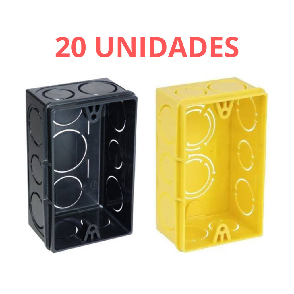 Kit 20 Caixa De Luz Amarela Ou Preta 4x2 Para Embutir Tomada Energia Iluminação Reforçado - Promoção