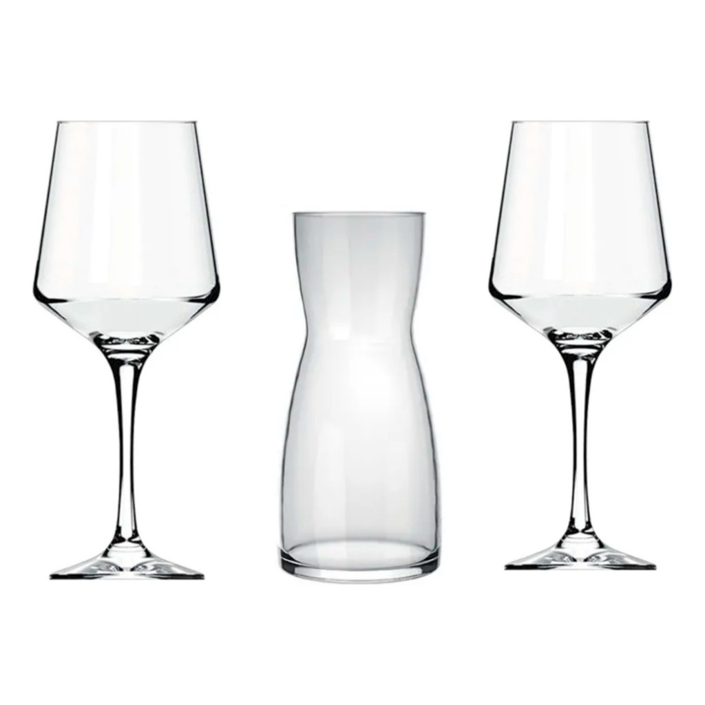 Kit Decanter + 2 Taças Brunello Nadir Vinho Tinto Botija Vaso Malbec