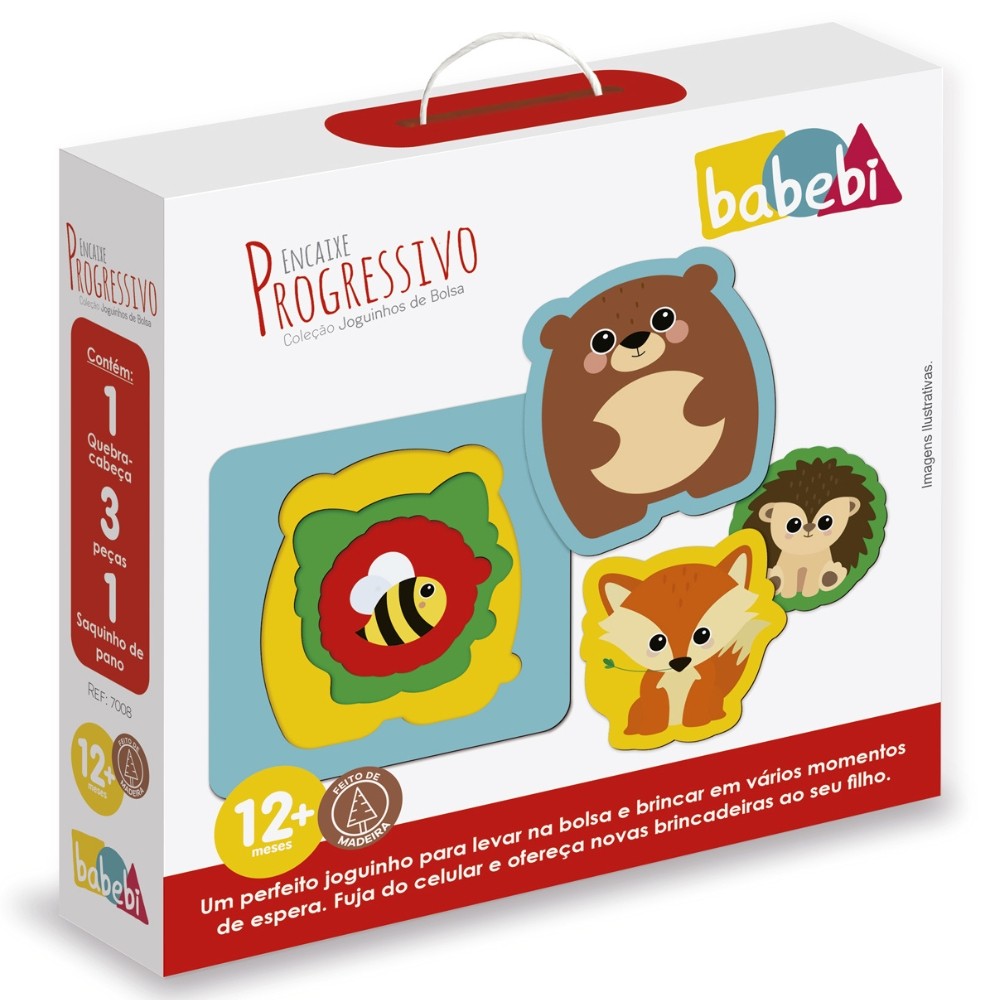 QUEBRA CABEÇA ENCAIXE PROGRESSIVO BABEBI LÓGICO MDF MADEIRA JOGO DE BOLSA EDUCATIVO INFANTIL ANIMAIS em Oferta na Shopee
