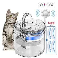 (com sensor)Fonte de água Cat 2L dispensador de água automático silencioso com sensor de interruptor e termostato automático tigela transparente para animais de estimação