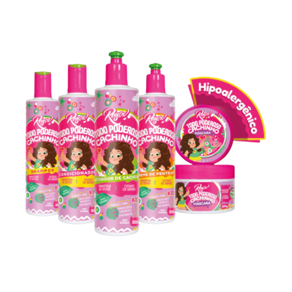 Kit Infantil para Cabelos Cacheados Todo Poderoso Cachinho Corpo Dourado com Manteiga de Romã e Extrato de Bambu em Oferta na Shopee