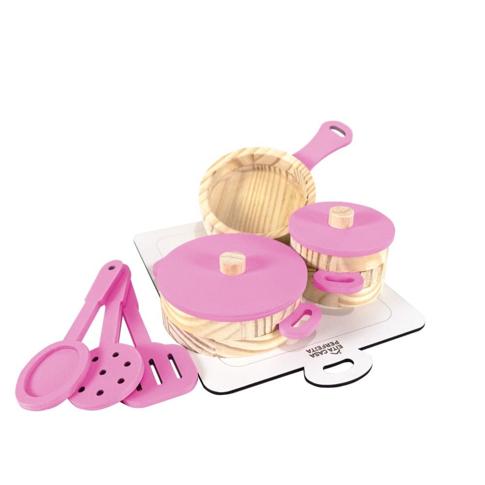 Kit de Panelinhas em Madeira - Cozinha Criativa para os Pequenos Chefs - Home & Living
