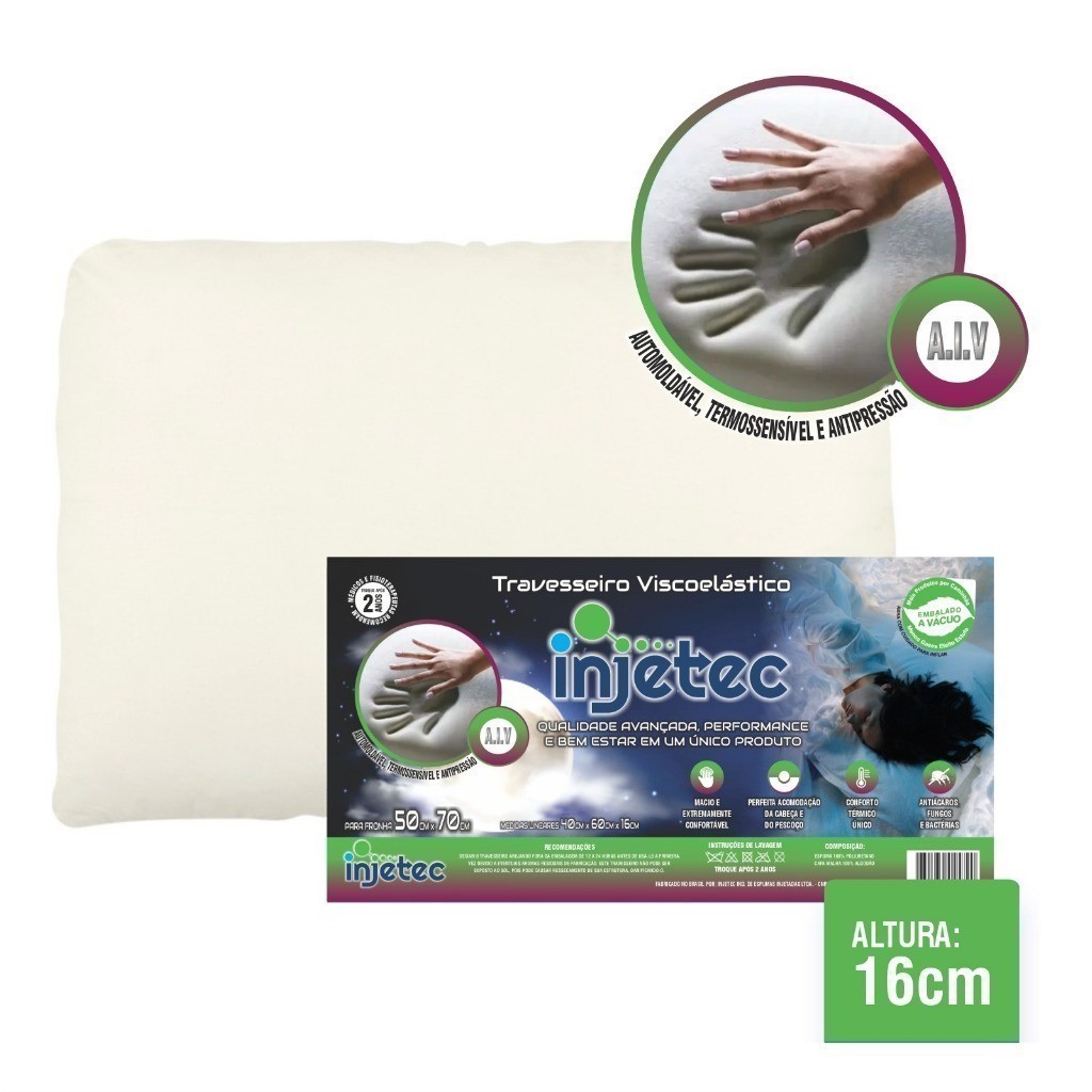 Travesseiro Durável Alto Padrão Nasa Premium Injetec
