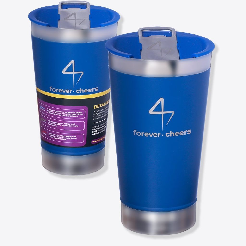 Copo Térmico Opener Azul Forever Cheers - ZonaCriativa - Home & Living