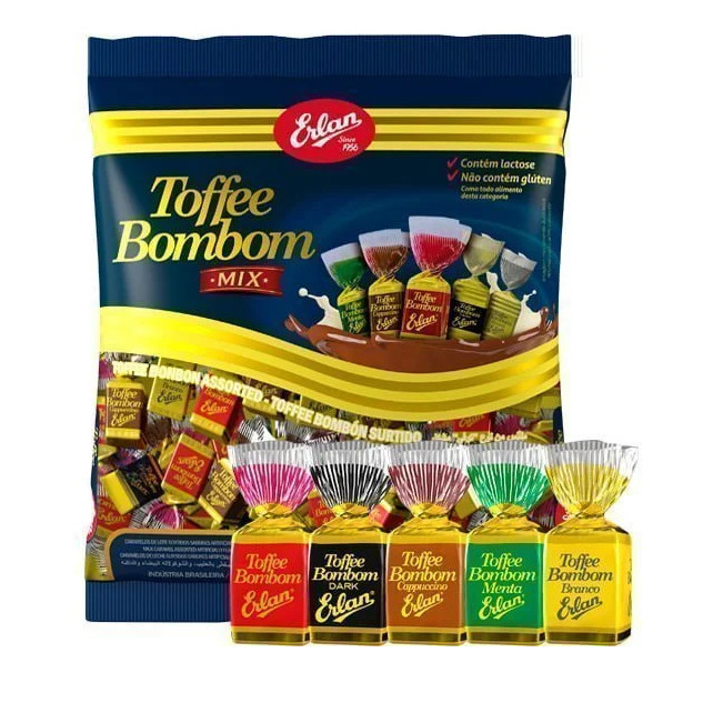 BALA ERLAN BOMBOM TOFFEE MIX 500GR em Oferta na Shopee