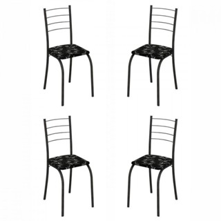 Conjunto De 4 Cadeiras Rio Martelado Grafite Assento Preto Lirio Teixeira em Oferta na Shopee