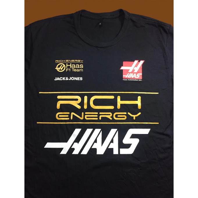 Blusa Tecido Algodão T-shirt Estampada  F1 HAAS 2018 Camiseta Estampa Carro de Corrida Blusa Unissex