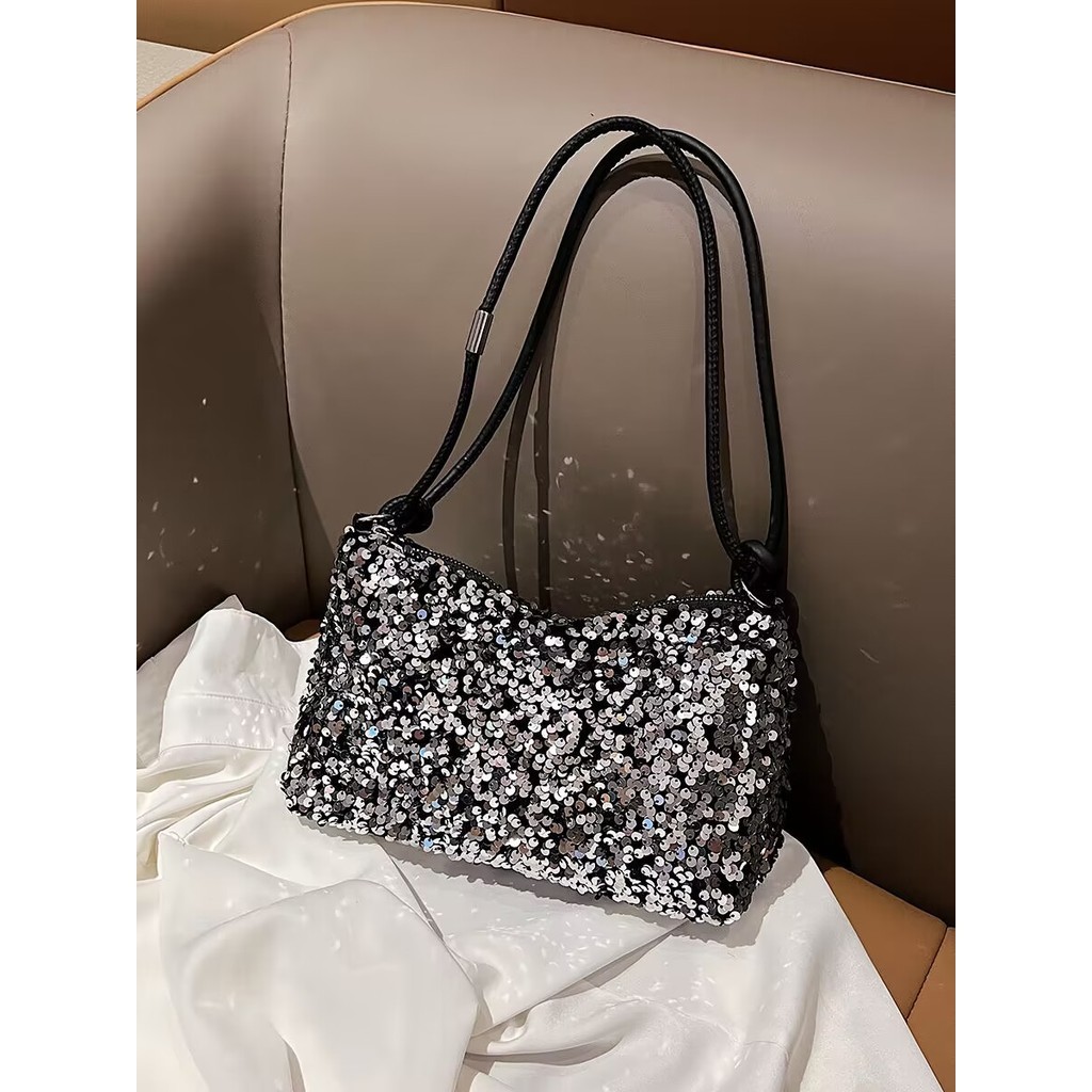 Bolsa para o Ombro Feminina da Moda Moderna Bolsa para Mensageiro Bolsa para o Braço com Lantejoulas de Veludo