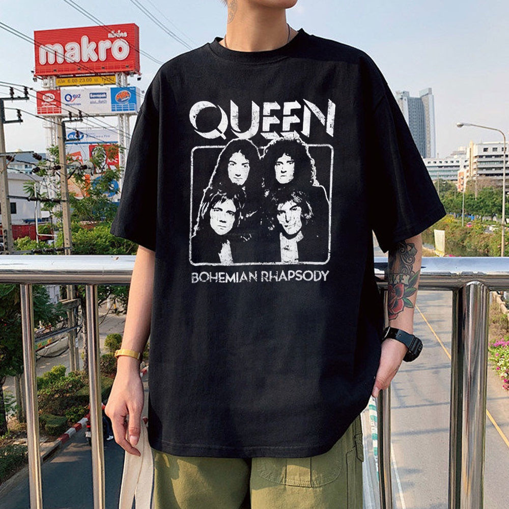 Camiseta Oversized Masculina Feminina T-shirt Basica Algodao Queen Banda Bohemian Rhapsody Classico Rock N Roll Unissex