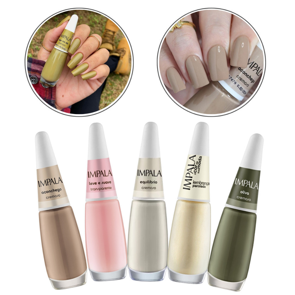 Kit 5 Esmaltes Impala Cremosos Cores Da Sua Moda 1 2 3 Mix Atacado Manicure Pedicure