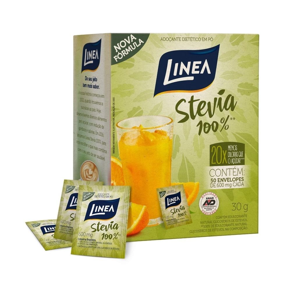 Adoçante Em Pó Stevia Linea 50 Sachês De 500Mg