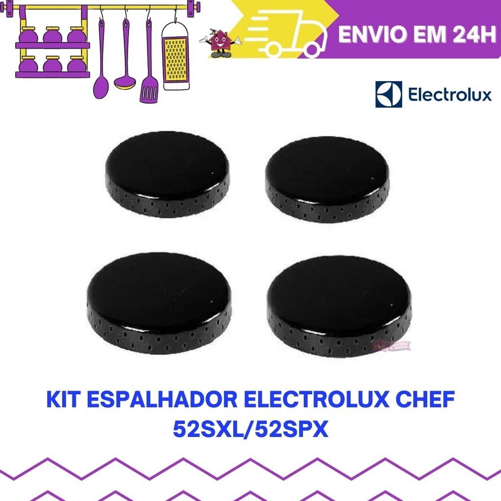 Kit 4 Espalhadores Tampinhas Fogão Electrolux Chef 52sxl/52SPX Original