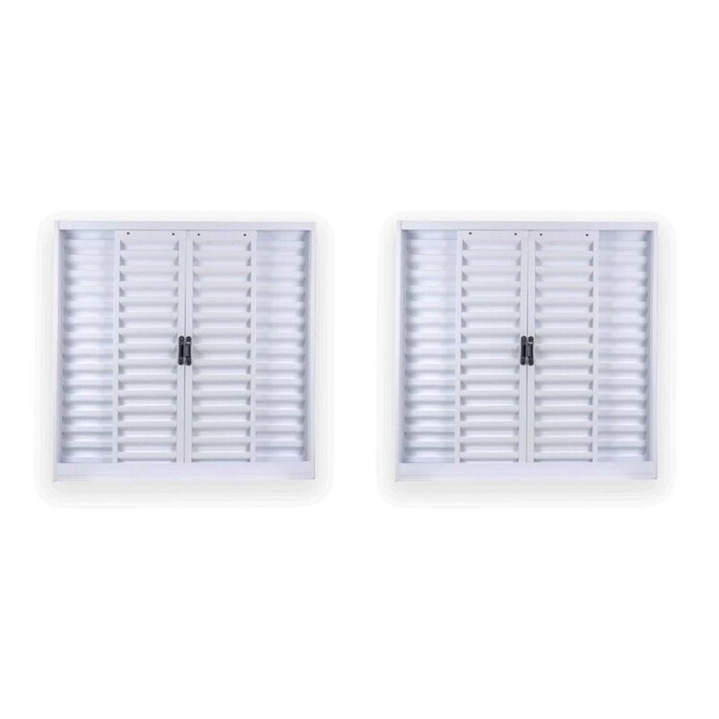 Kit com 2 Janelas de Aço Veneziana de Correr 100x100cm 4 Folhas com Grade Minas Sul Mgm - Home & Living