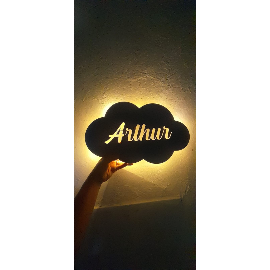 Luminária Nuvem Personalizada Com Nome / Abajur Personalizado / Nuvem Luminosa / Led / Infantil
