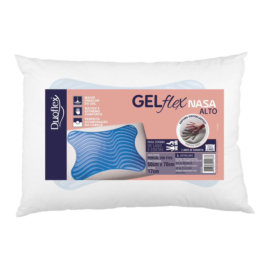 Travesseiro Ortopédico De Gel Nasa Alto 50x70x17cm – Duoflex