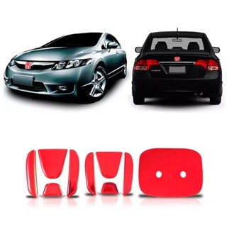 Aplique Vermelho Resinado Para New Civic Traseiro E Frontal 06/11 em Oferta na Shopee