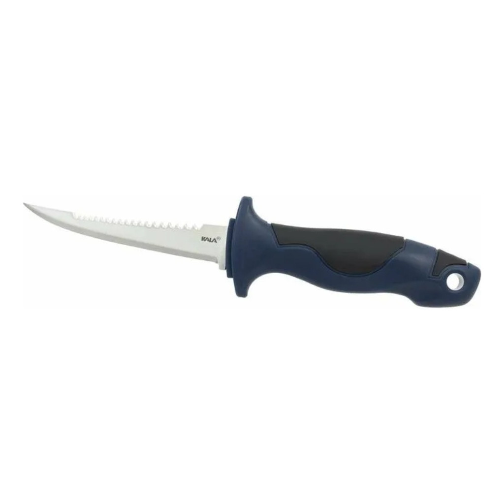 Faca De Filetar Peixe Kala 4'' Bainha Amolador Pescaria Azul