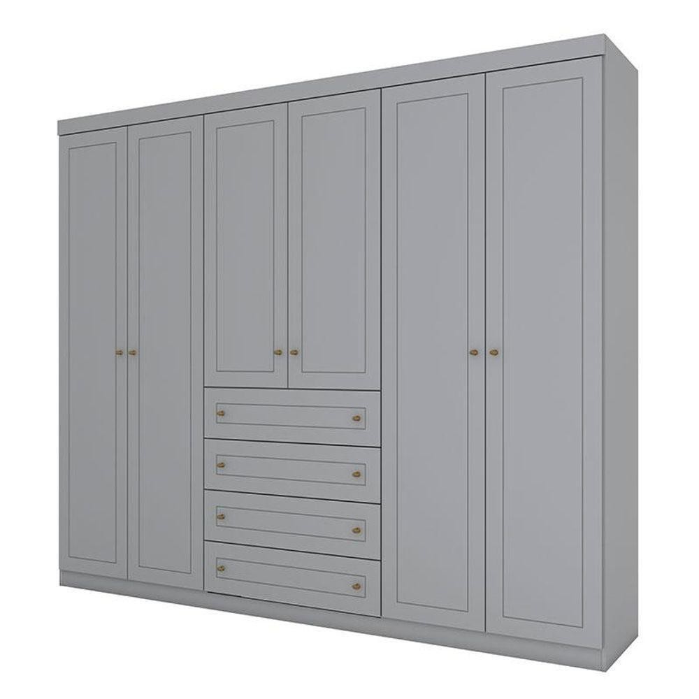 Guarda Roupa Casal Mississipi 6 Portas Cinza - Henn em Oferta na Shopee