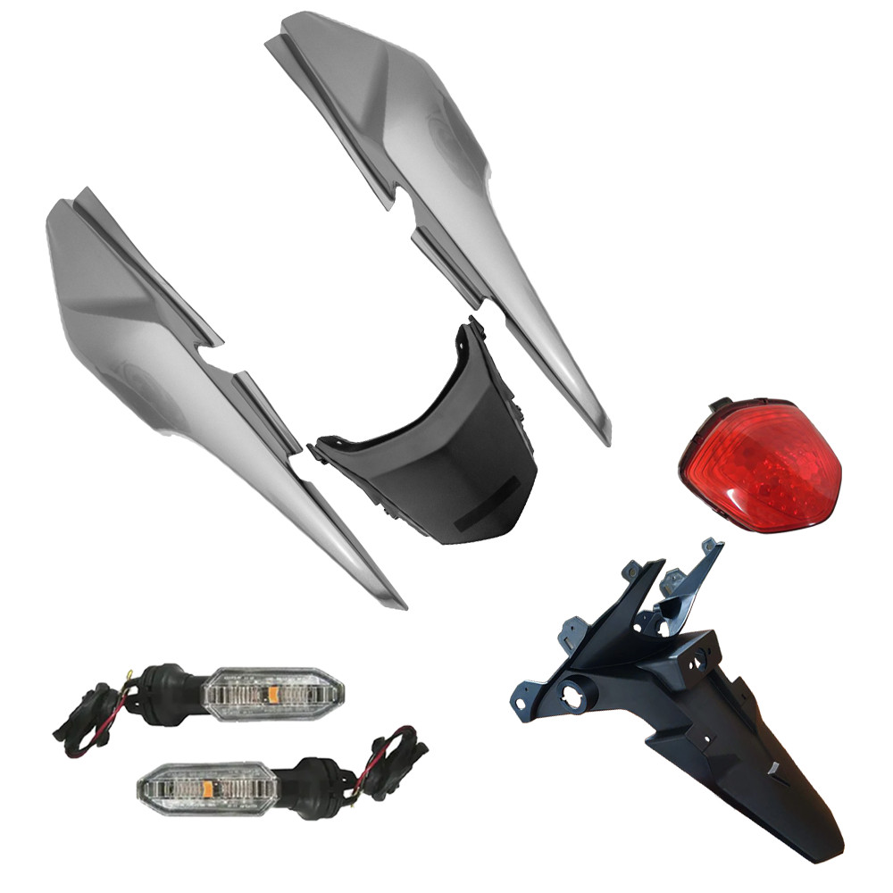 PARALAMA TRAS RABETA LANTERNA E PISCA LED FAN 160 23 PRATA MET.