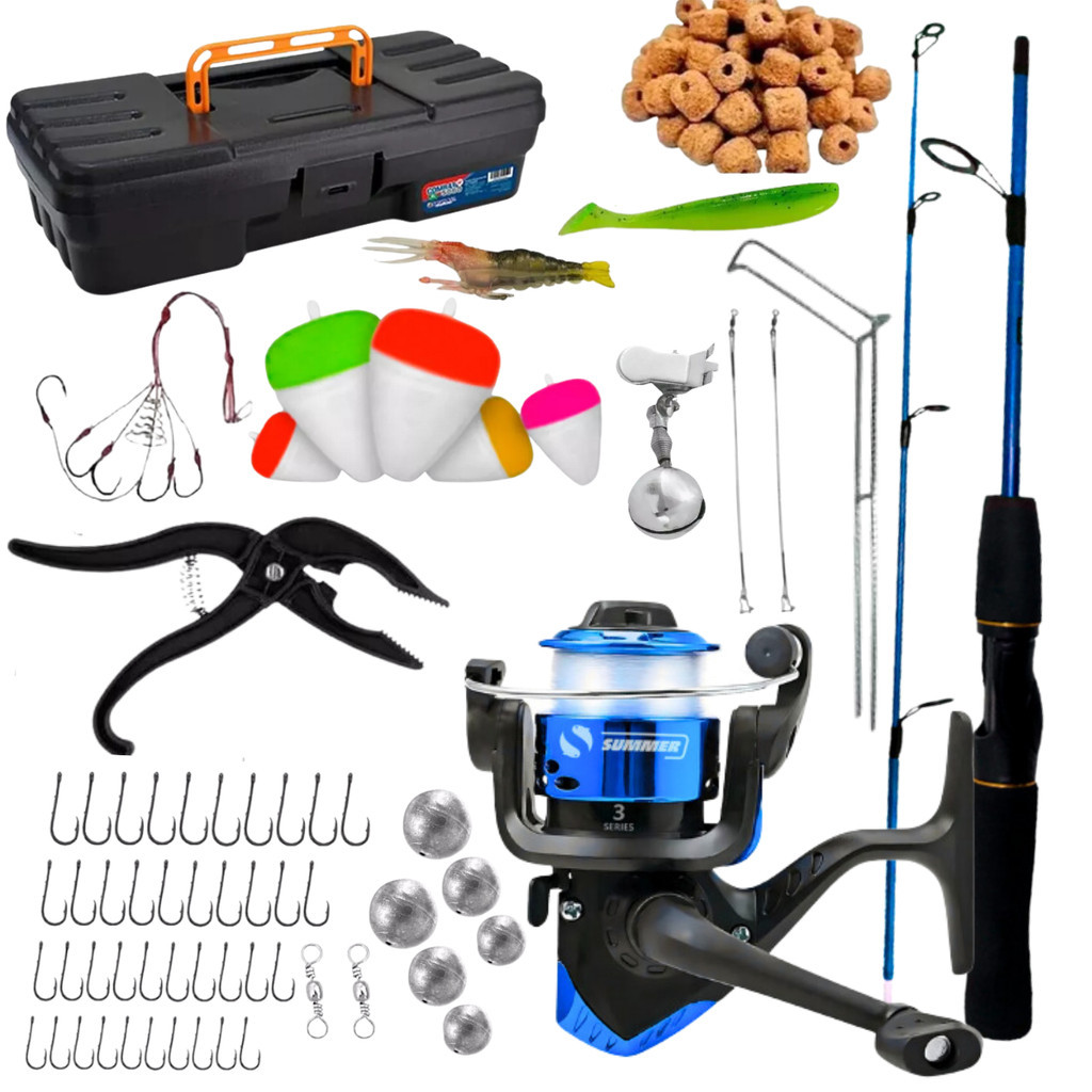 Material De Pesca Completo Vara Molinete Maleta Linha Barato em Oferta na Shopee