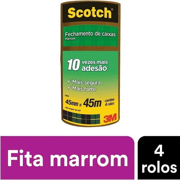 Fita Adesiva Marrom Pacote 4 Rolos 3M SCOTCH 45MM X 45M em Oferta na Shopee