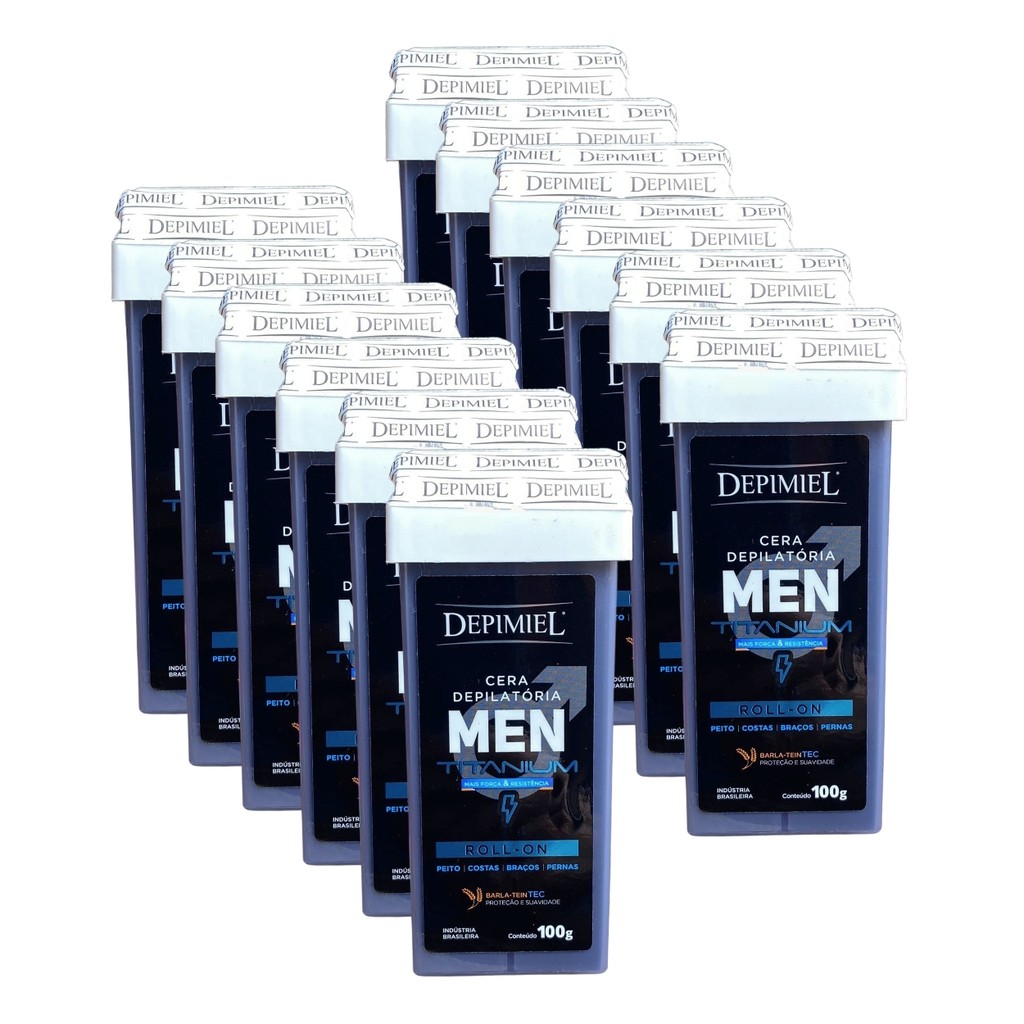 Kit 12 Ceras Roll-on Depilatória Men Powerful Homen Depimiel