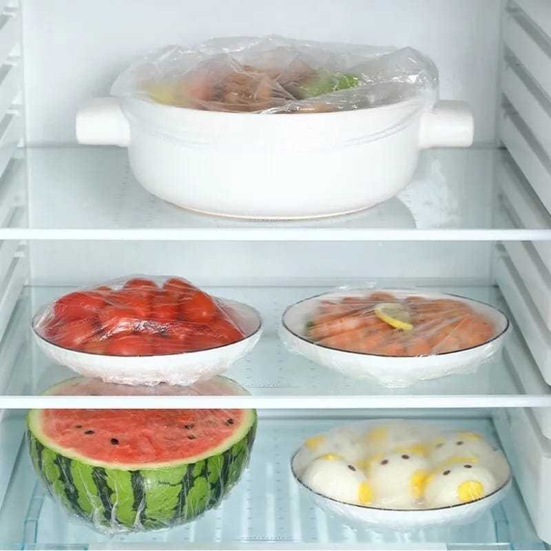 Toucas Saquinhos Descartáveis Plásticos Tampas de alimento Elásticos (100PCS)