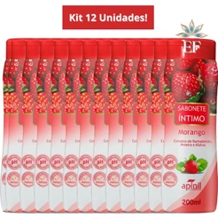 Kit 12 Unidades Sabonete Feminimo Íntimo MORANGO 200mL APINIL