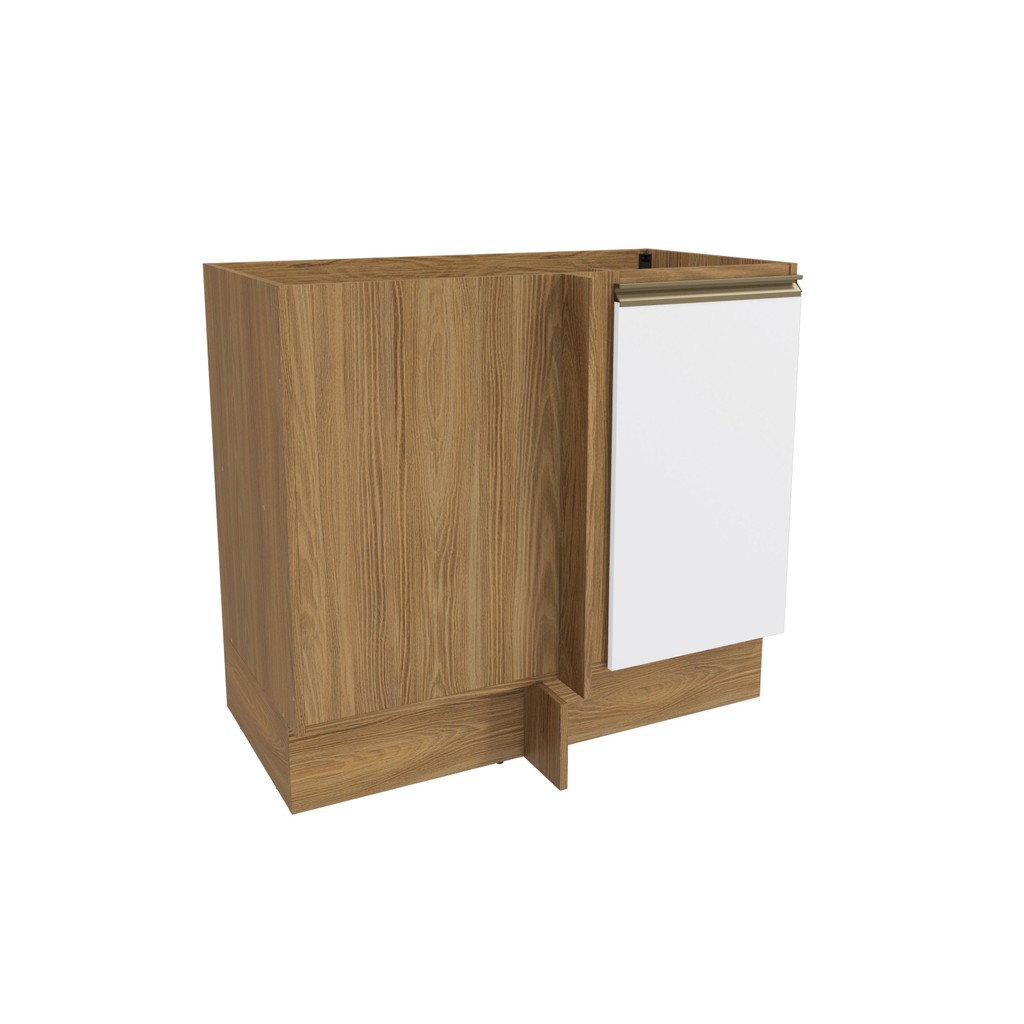 Balcão de Canto Reto Celeste Kappesberg 100% MDF 1 Porta Nogueira/Branco 98cm em Oferta na Shopee