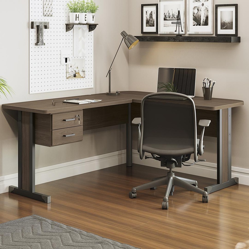 Mesa De Escritório em L Kappesberg 2 Gavetas Versatile Munique 170cm x 150cm - Home & Living