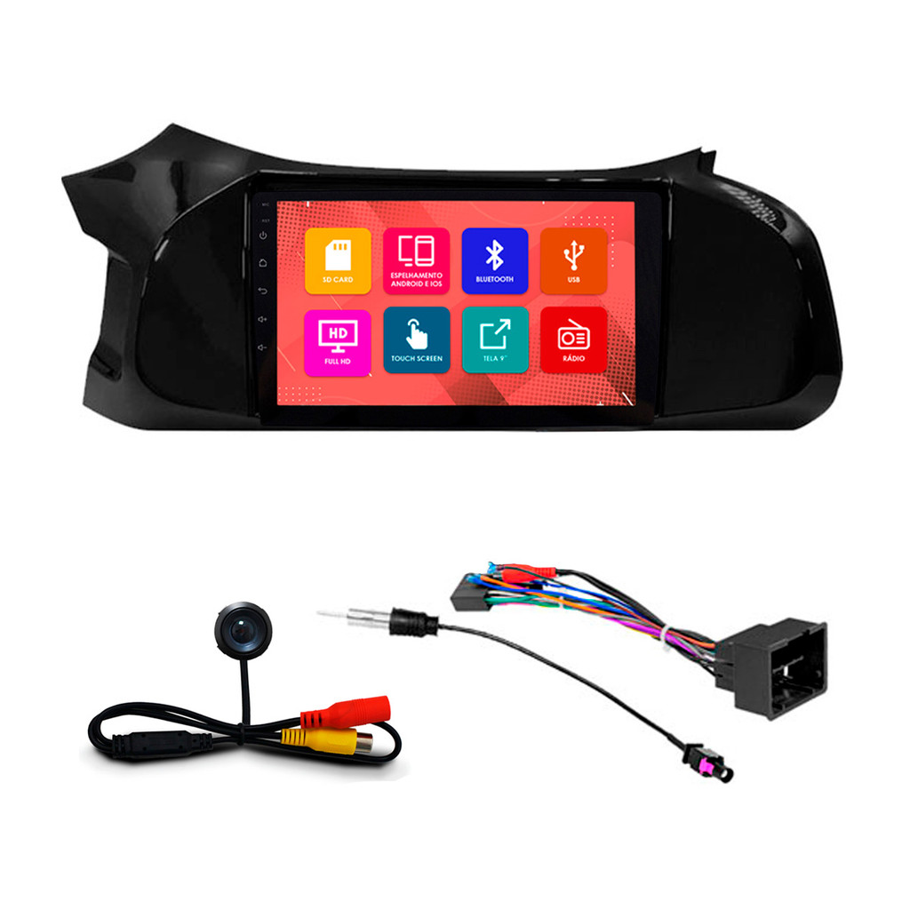 Kit Multimidia 9 Pol Onix 2012 2013 2014 2015 2016 2017 2018 Espelhamento Android Ios 2 Din Black Piano Camera Ré em Oferta na Shopee