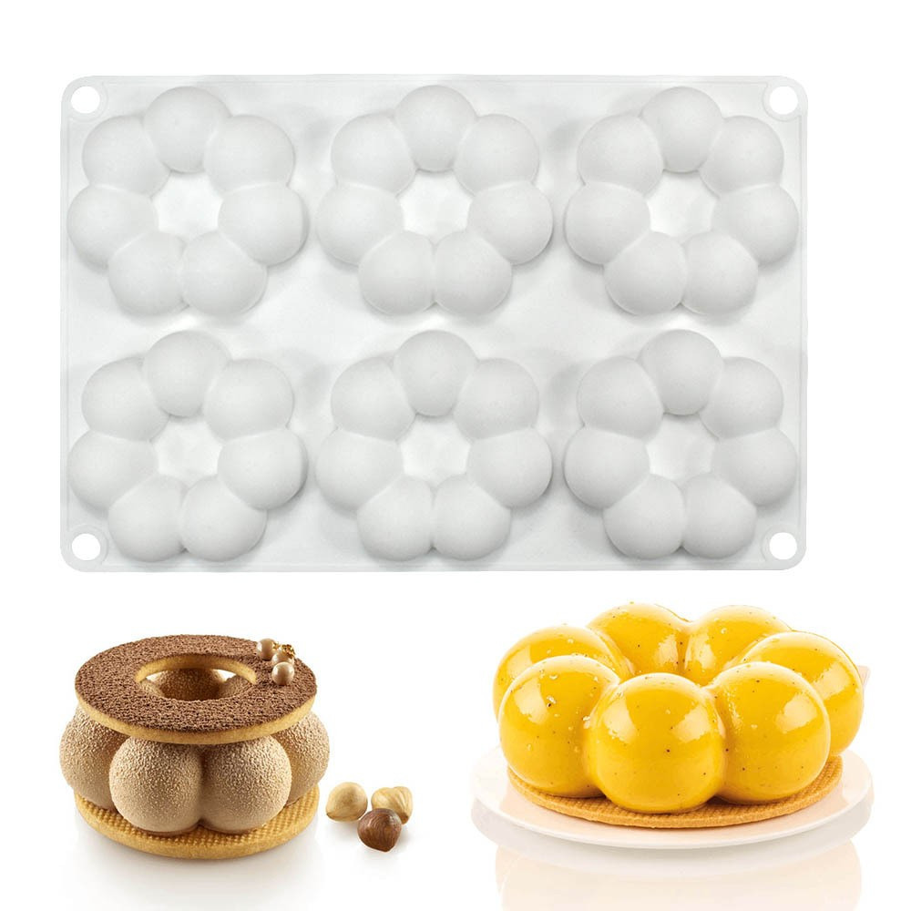 Molde de Silicone de rosquinha de 6 pétalas, faça você mesmo, forma de flor de Chocolate, molde de bolo de sobremesa fra