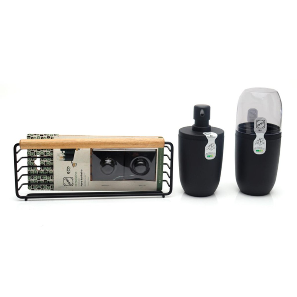 Kit Porta Escova Com Tampa + Porta Sabonete Liquido + Prateleira Eco Design 9060 - Arthi em Oferta na Shopee