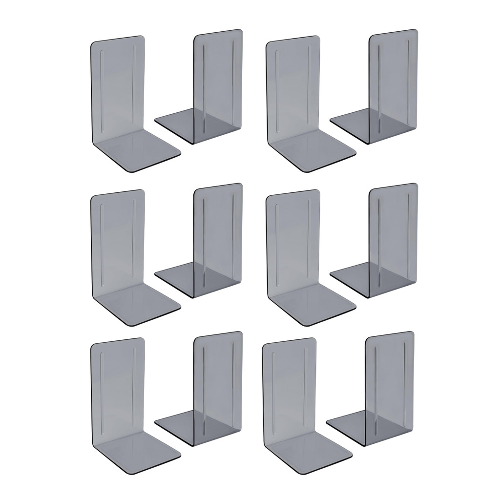 Kit com 6 pares de Aparadores de Livros bibliocanto Livros acrimet 290 Fumê em Oferta na Shopee