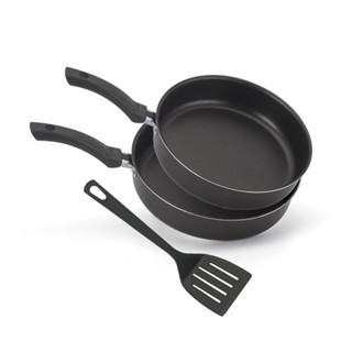 Jogo Frigideira E Espátula 3 Peças 18 E 22Cm Preto Nacional em Oferta na Shopee